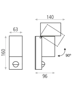 Aplique de exterior Cala - ACB - Proyector LED orientable con sensor de movimiento