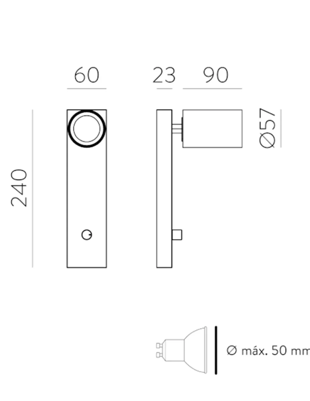 Aplique de lectura Gina - ACB - Aplique orientable con interruptor regulable