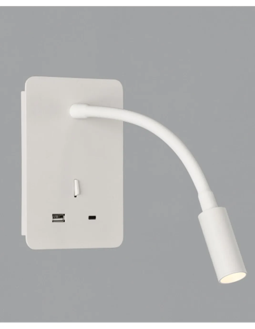 Aplique de pared - ACB - Aplique LED de lectura flexible con USB e interruptor