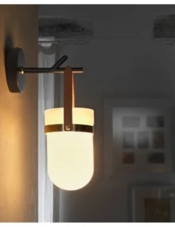 Aplique de pared Almon - Aromas - Lámpara decorativa de vidrio soplado y cuero, LED 2700K
