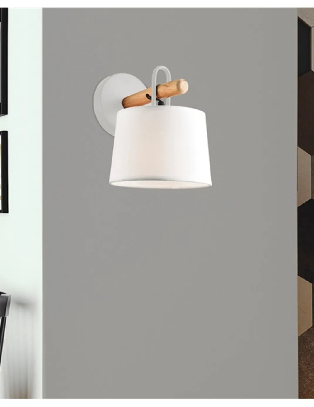Aplique de pared Arolas - AJP - Lámpara nórdica con pantalla blanca