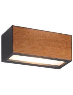 Aplique de pared Beret – Mantra – Lámpara de exterior madera+gris oscuro, 16 cm