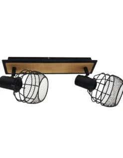 Aplique de pared Birtley - IDP Lampshades - Lámpara con 2 pantallas orientables negras