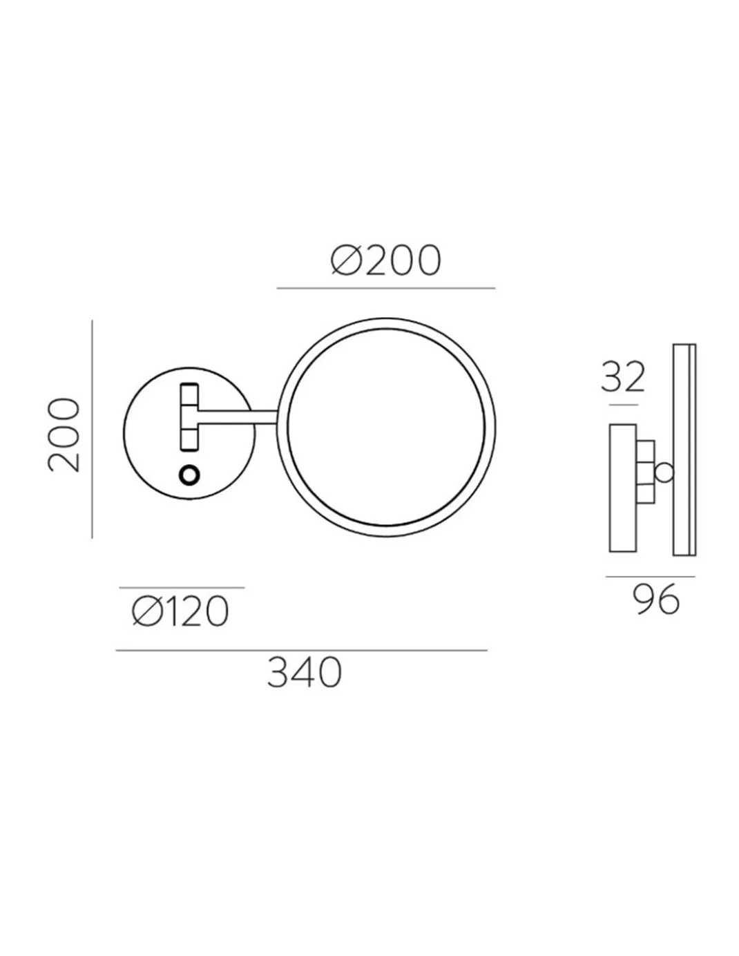 Aplique de pared Boan - ACB - Espejo de aumento con luz para maquillarse