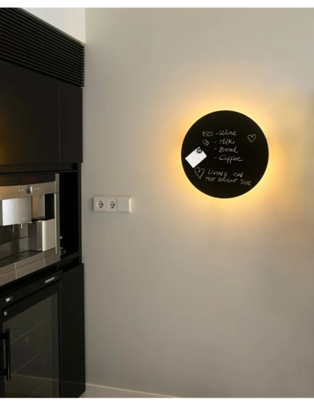 Aplique de pared Board – Faro – Lámpara Redonda, Negra, Ø 35 cm-Ø 45 cm