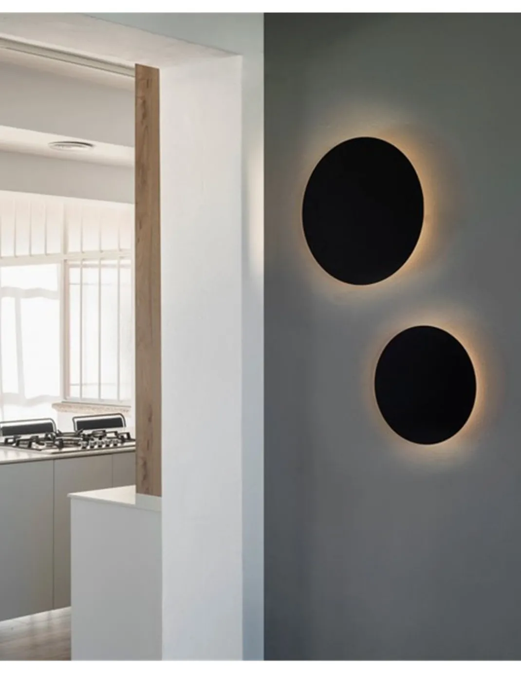 Aplique de pared Board – Faro – Lámpara Redonda, Negra, Ø 35 cm-Ø 45 cm