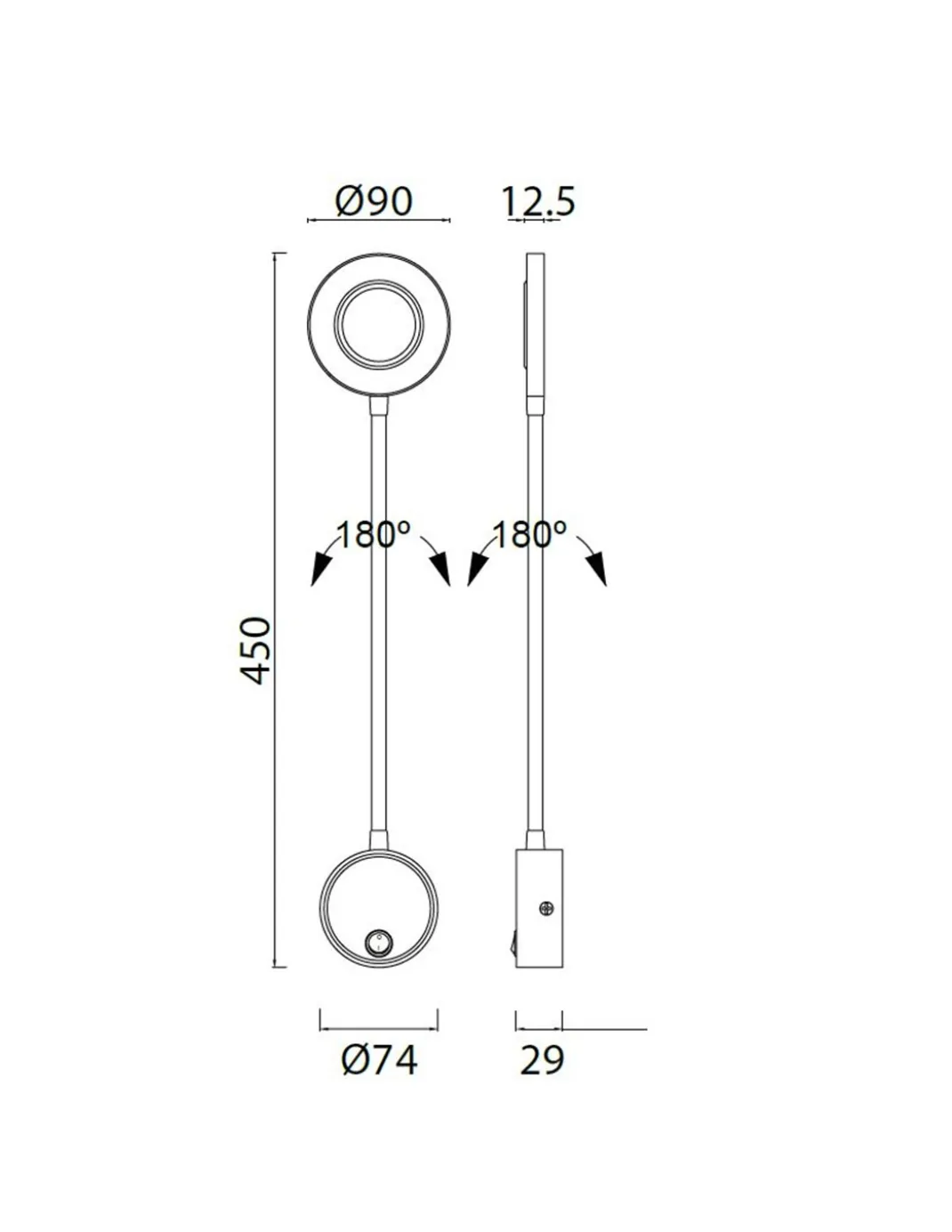 Aplique de pared Boavista – Mantra – Lámpara de lectura, Cabezal redondo, LED 3000K