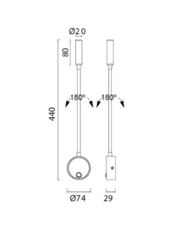 Aplique de pared Boavista – Mantra – Lámpara de pared con lector, Blanca, LED 3000K
