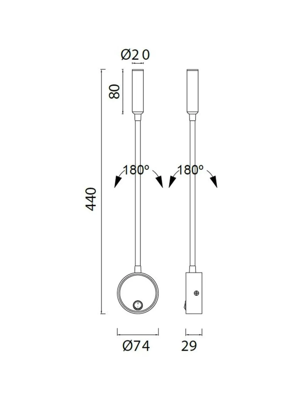 Aplique de pared Boavista – Mantra – Lámpara de pared con lector, Blanca, LED 3000K