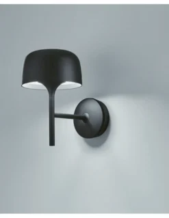 Aplique de pared Bol – Bover – Lámpara de aluminio negro mate, LED Regulable TRIAC
