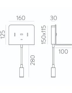 Aplique de Pared Calma - ACB - Lámpara para lectura con USB