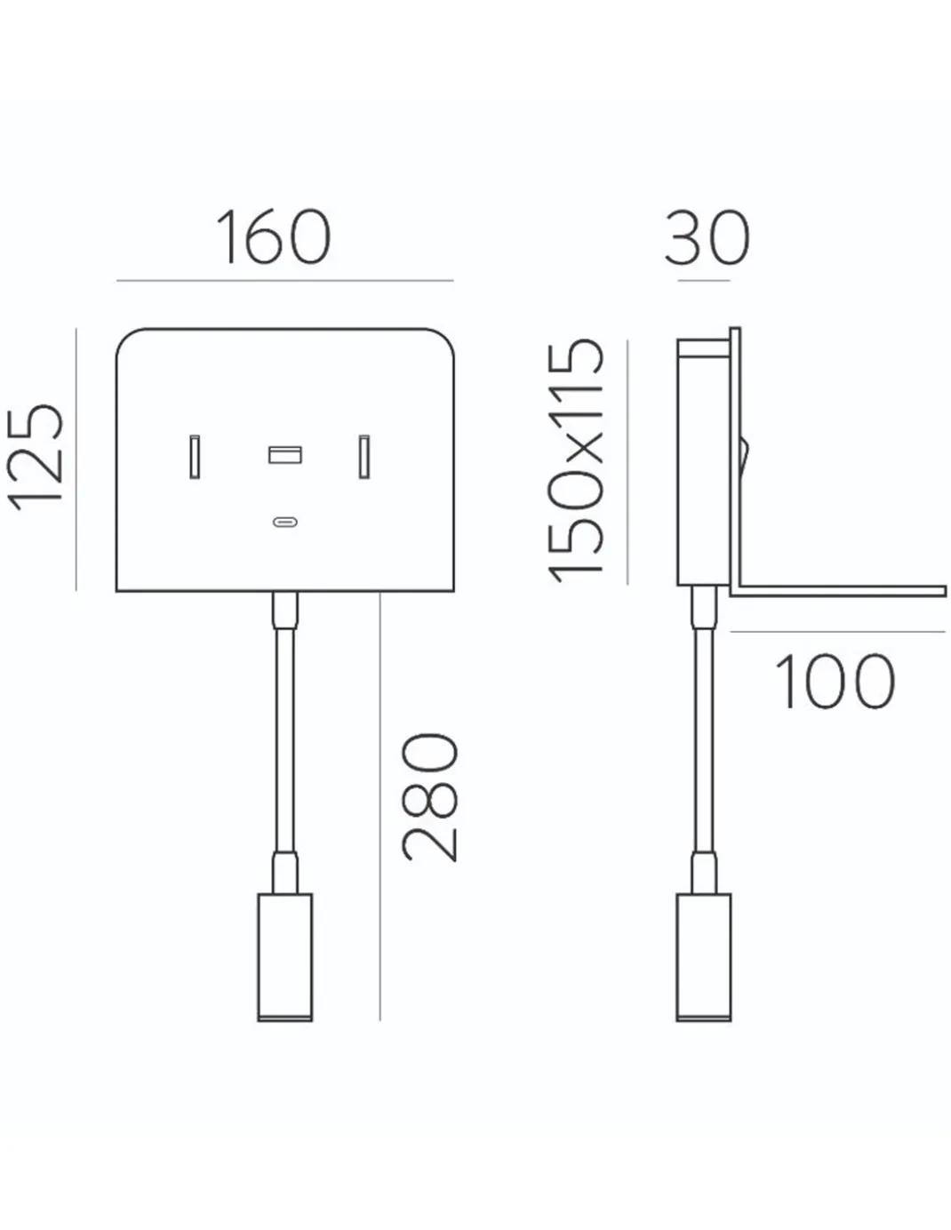 Aplique de Pared Calma - ACB - Lámpara para lectura con USB