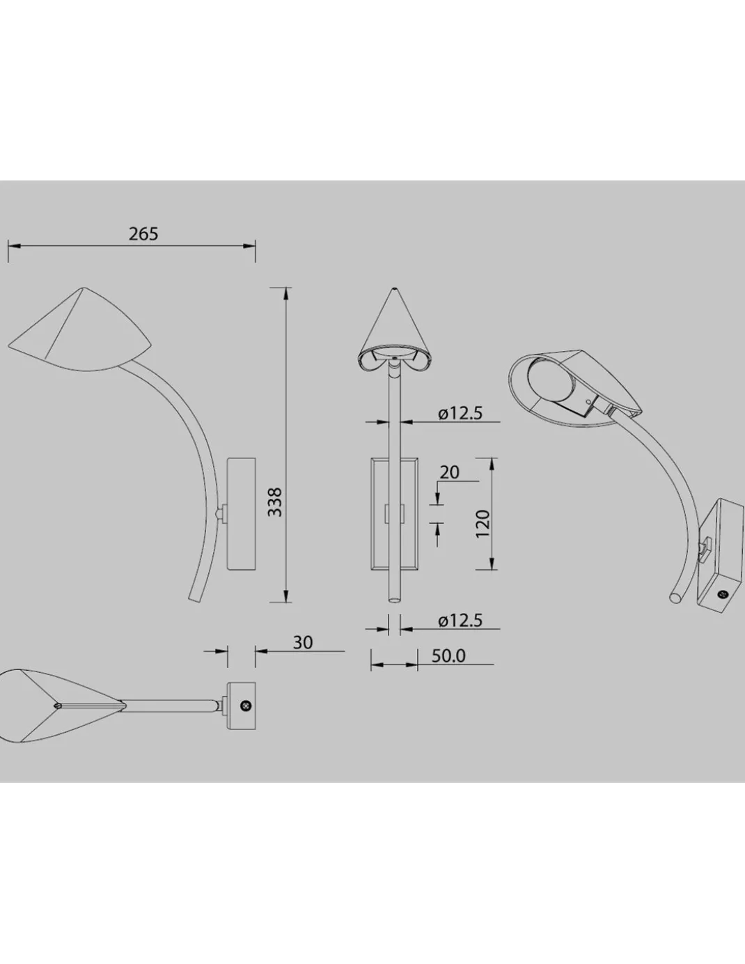 Aplique de pared Capuccina – Mantra – Lámpara de pared LED 3000K, pantalla orientable