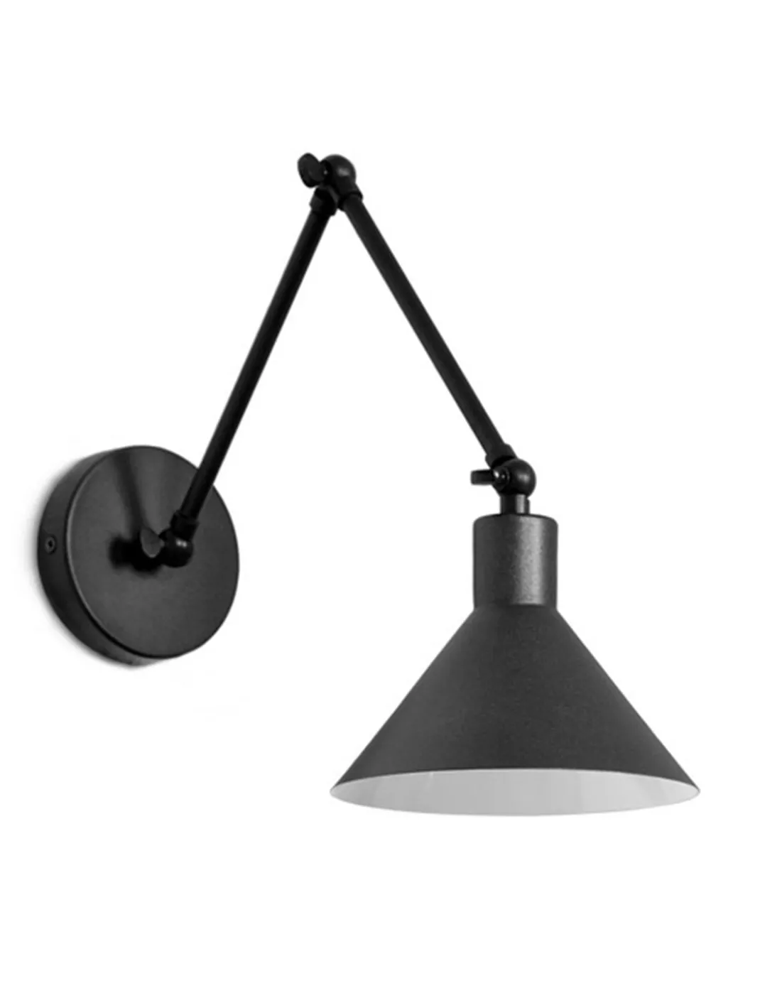 Aplique de pared Capuchina - Luxcambra - Lámpara de lectura negra con brazo articulable