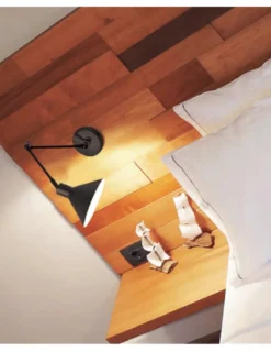 Aplique de pared Capuchina - Luxcambra - Lámpara de lectura negra con brazo articulable