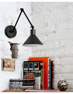 Aplique de pared Capuchina - Luxcambra - Lámpara de lectura negra con brazo articulable