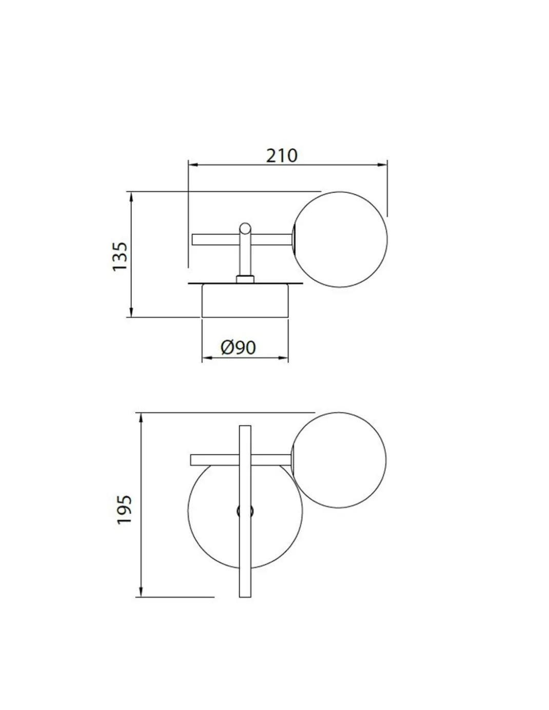 Aplique de pared Cellar – Mantra – Lámpara de pared tipo bola, 1xG4, Negro