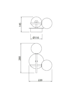 Aplique de pared Cellar – Mantra – Lámpara de pared tipo bola, 2xG4, Negro