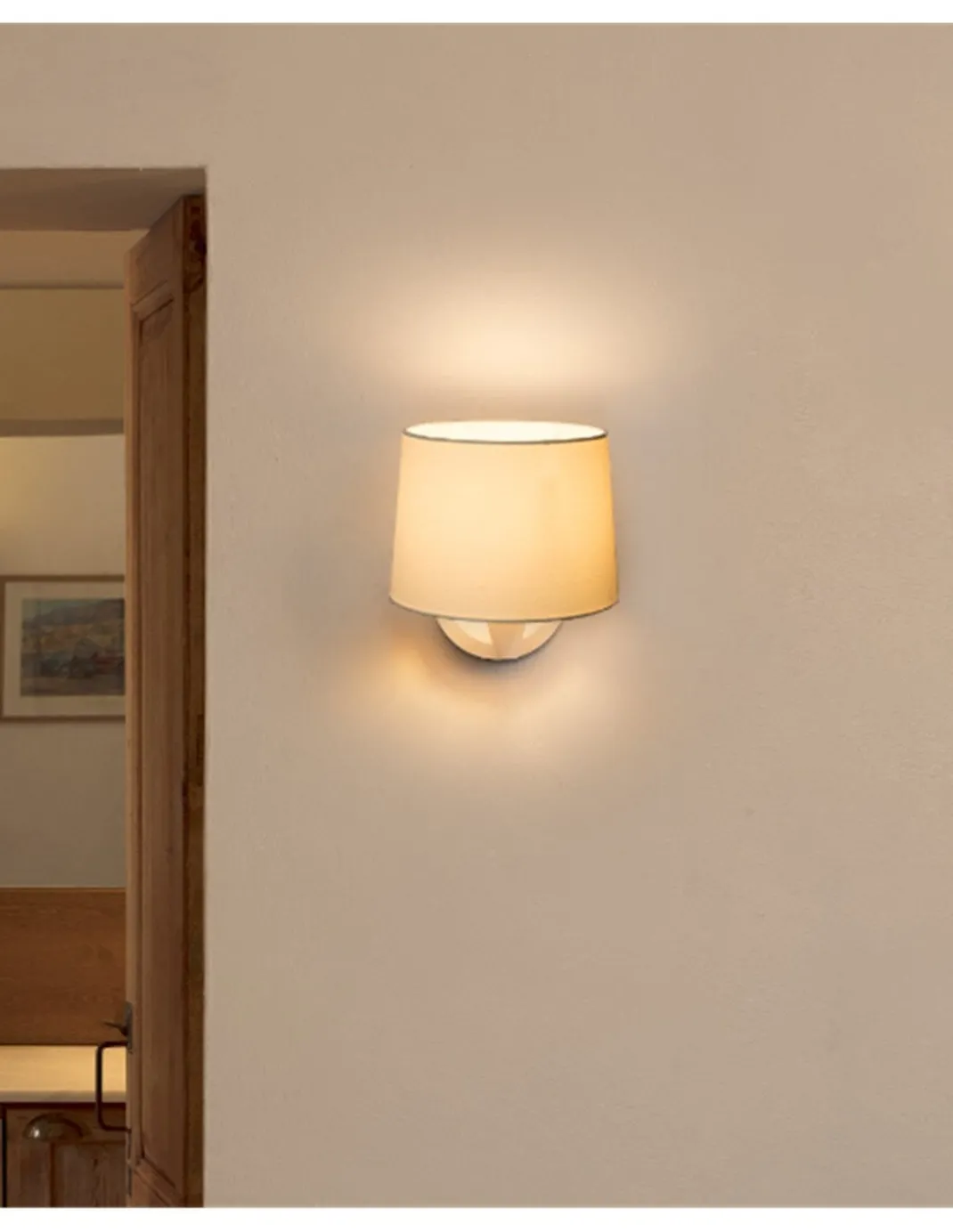 Aplique de pared Conga – Faro – Lámpara decorativa, pantalla de tela