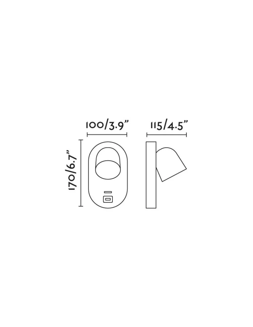 Aplique de pared Corb – Faro – Carga USB, Blanco/Negro