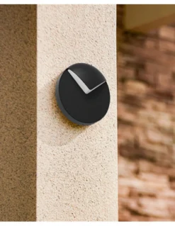 Aplique de pared de exterior - Conalux - Lámpara redonda negra, Ø 20 cm