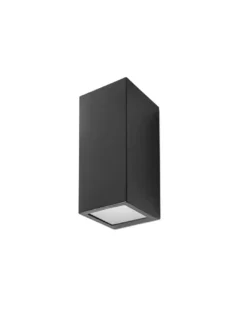 Aplique de pared de exterior Cube – FORLIGHT – Lámpara de acero moderna en gris o negro, Altura: 22 cm, GU10 IP44