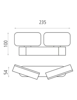 Aplique de pared de exterior Kansas – ACB – Lámpara de pared negra, 2 luces, LED 3000K
