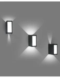 Aplique de pared de exterior Log – Faro – Aluminio gris, IP54, LED 3000K