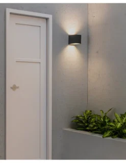 Aplique de pared de exterior Lacre – Faro – Aluminio gris, IP54