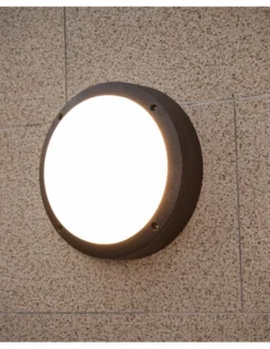 Aplique de pared de exterior Nador - Iberlamp - Diseño circular de aluminio, Ø 27 cm