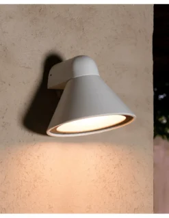 Aplique de pared de exterior Pals – Faro – Lámpara de aluminio en blanco o gris oscuro