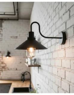 Aplique de pared de exterior Tours - ACB - Diseño industrial retro negro