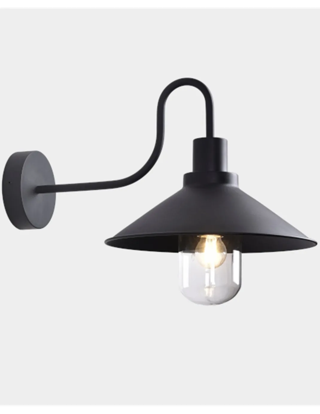 Aplique de pared de exterior Tours - ACB - Diseño industrial retro negro
