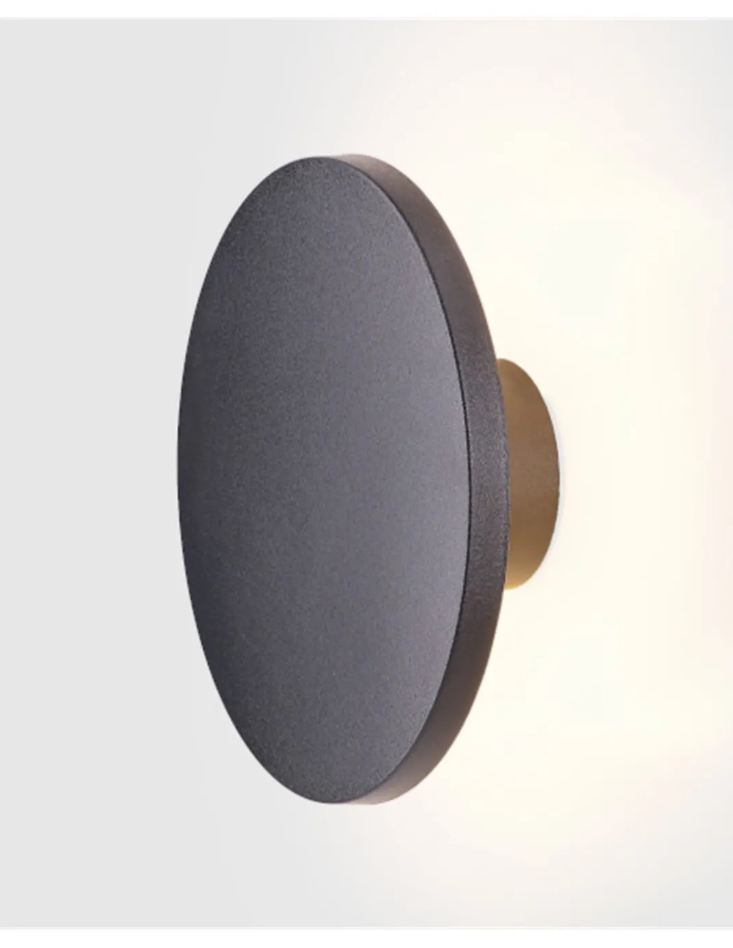 Aplique de pared de exterior Yika – FORLIGHT – Lámpara redonda negra, LED 3000K 690 lm, Diámetro: 16,4 cm