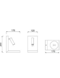 Aplique de pared de lectura Zanzibar – Mantra – Lámpara de dormitorio LED, Cargador de inducción