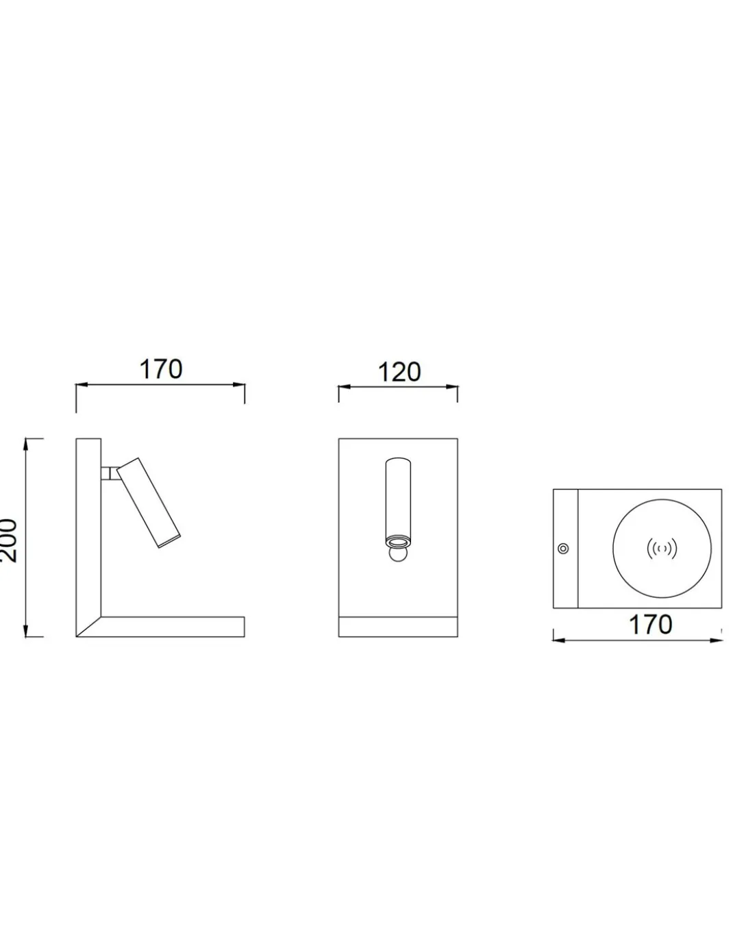 Aplique de pared de lectura Zanzibar – Mantra – Lámpara de dormitorio LED, Cargador de inducción