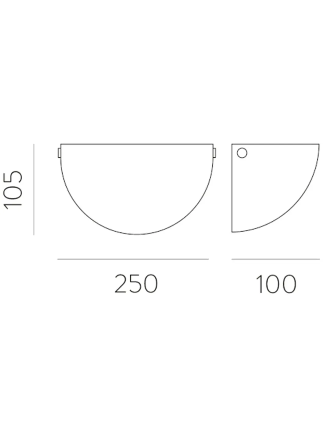Aplique de pared Dina - ACB - Lámpara de pared semicircular de cristal doble capa