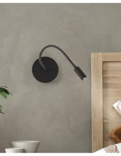 Aplique de Pared Dled - Massmi - De color negro, luz orientable, idóneo para lectura