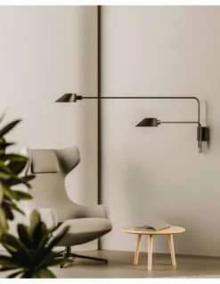 Aplique de pared Duo – Aromas – Lámpara de pared de lectura, 2 brazos orientables, Negra