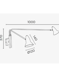 Aplique de pared Duo 2 – Pujol – Lámpara de lectura, 2 brazos orientables