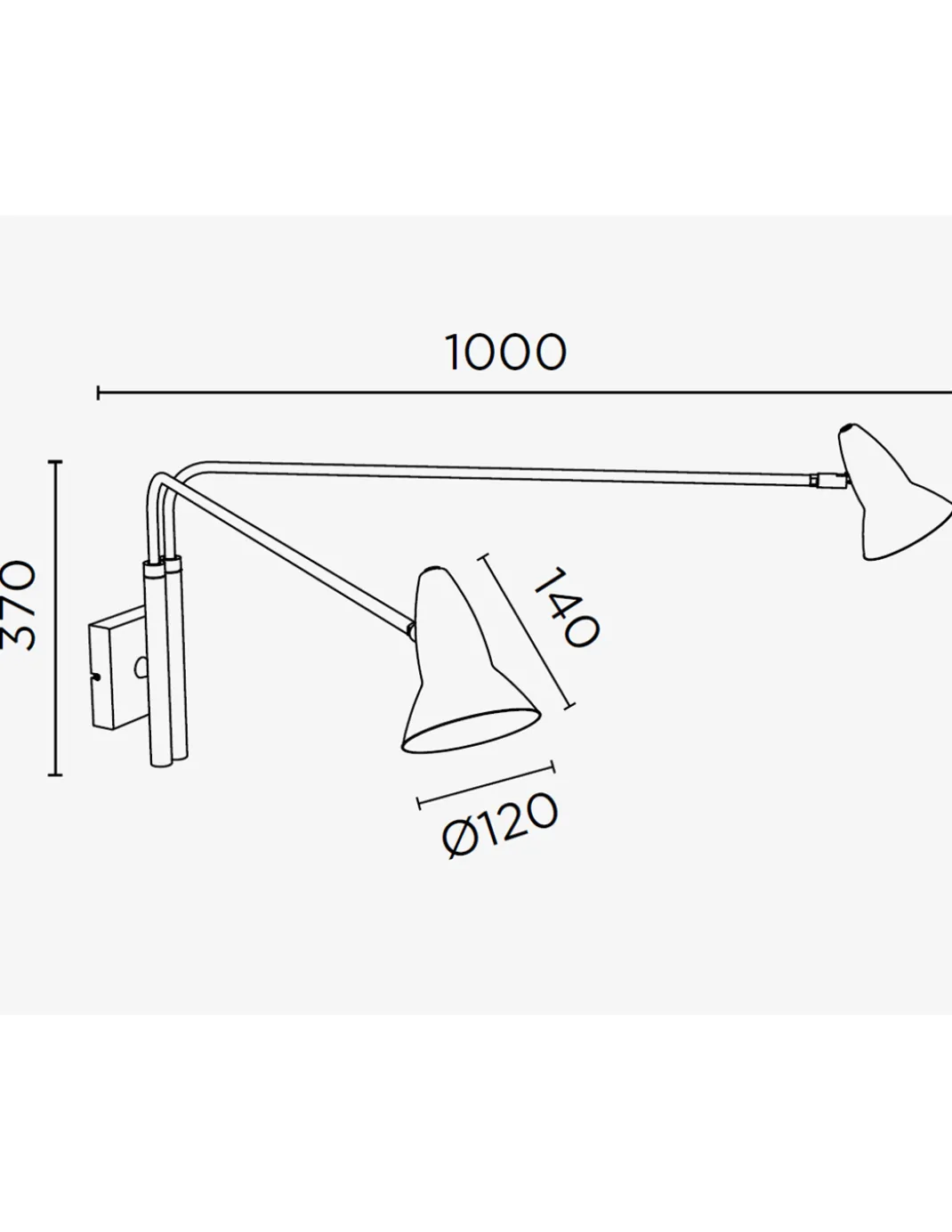 Aplique de pared Duo 2 – Pujol – Lámpara de lectura, 2 brazos orientables
