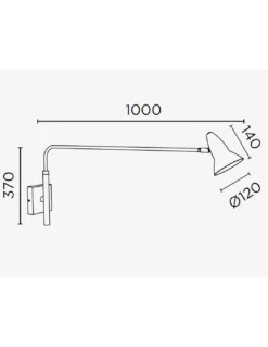 Aplique de pared Duo 1 – Pujol – Lámpara de pared de lectura orientable, Negro+Blanco