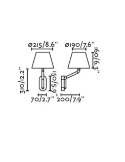 Aplique de pared Eterna – Faro – Lámpara decorativa con pantalla de tela en 3 colores