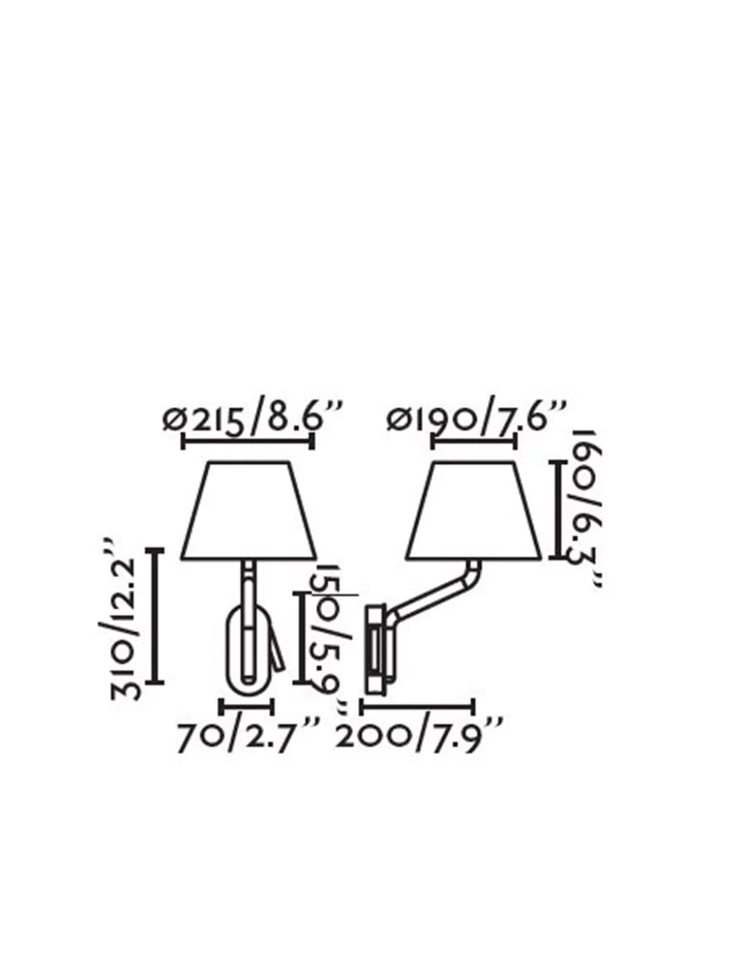 Aplique de pared Eterna Izquierda – Faro – Lámpara de lectura en 3 colores