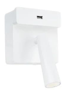 Aplique de pared Gamma USB – LedsC4 – Lámpara de lectura con USB, Disponible en 3 colores, Foco orientable