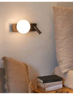 Aplique de pared Glos Slim Der – Luxcambra – Lámpara tipo bola con lector negra