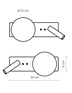 Aplique de pared Glos Slim Der – Luxcambra – Lámpara tipo bola con lector negra