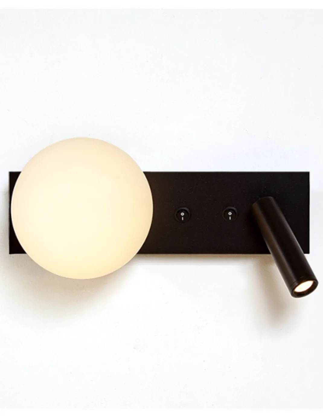 Aplique de pared Glos Slim Der – Luxcambra – Lámpara tipo bola con lector negra