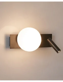 Aplique de pared Glos Slim Der – Luxcambra – Lámpara tipo bola con lector negra