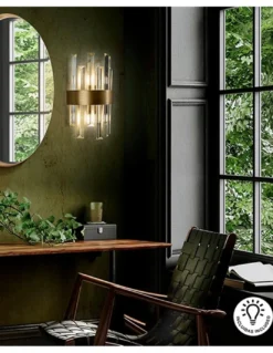 Aplique de pared Grace – Schuller – Lámpara de cristal transparente y acabado oro